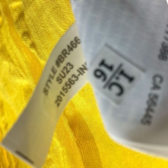 J.Crew Dress Women’s XXL Ruffle-trim tiered in cotton dobby yellow BR466 V-Neck - Picture 10 of 10